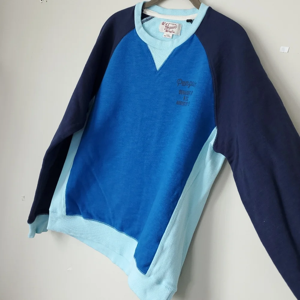 Original Penguin Men's Terry Sweatshirt Color Block Blue Size Large - Picture 7 of 12